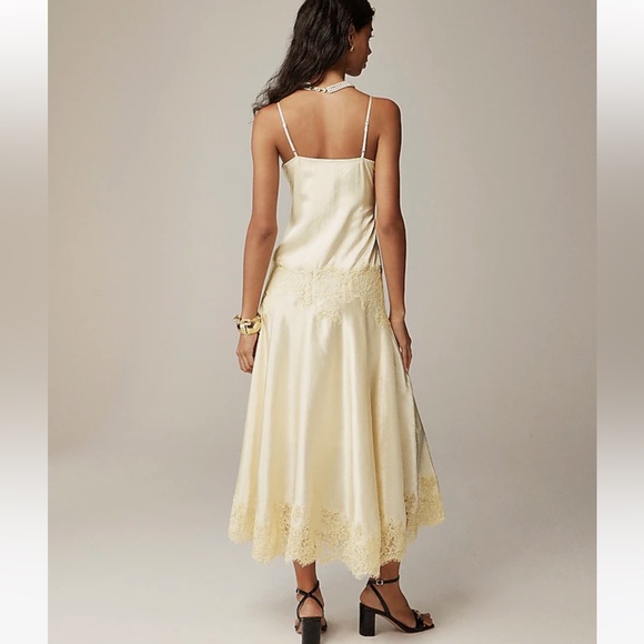 NWT J. Crew Collection Lace Trim Slip Dress in Textured Satin - Picture 2 of 4